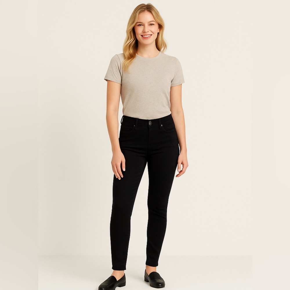 Paige Womens Skyline Skinny Jeans Black Denim Size 26 Stretch
